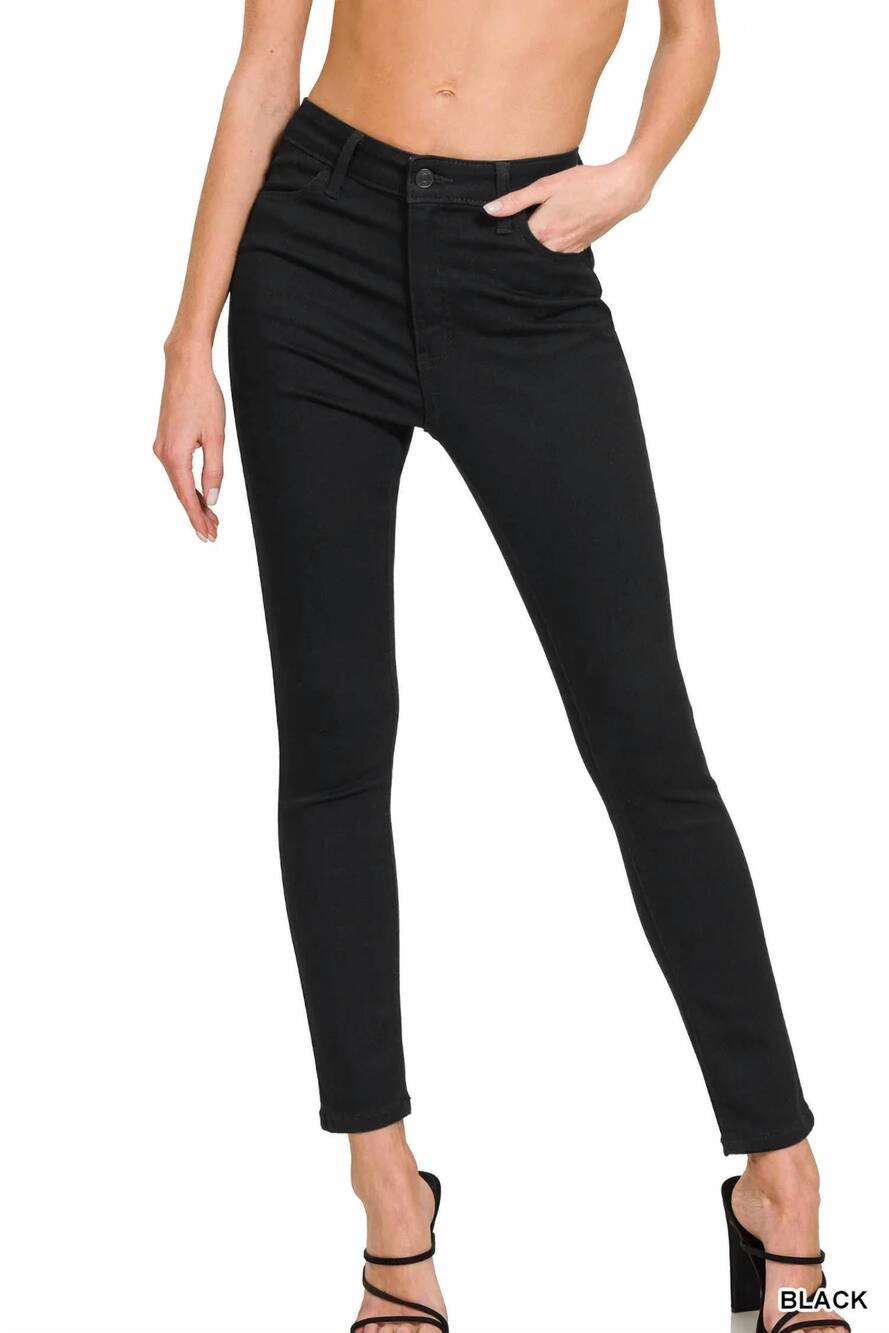 NEW ZENANA high rise skinny jeans in black